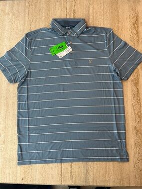 NEW 🆕 Izod Golf Blue and White Striped Polo Shirt size M